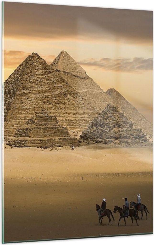 Bilder auf glas - Einteilig - Pyramide ägypten wüste - 50x70cm - Glasbilder - Wandbilder - Bilder - zum Aufhängen bereit - Wanddekoration aus Gl...
