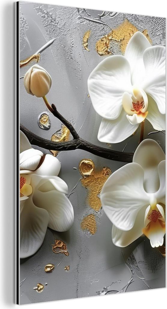 MuchoWow Wanddekoration Metall Metallbild Wandkunst 20x30 cm Blumen - Orchidee - Abstrakt - Modern MuchoWow Aluminium Gemälde - Alu Dibond Bild