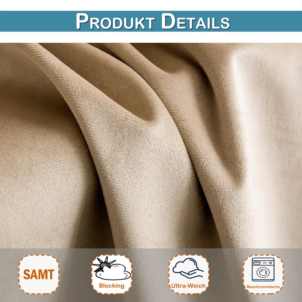 Tende Velluto Beige Oscuranti Termiche 132x213: Set Elegante Deluxe