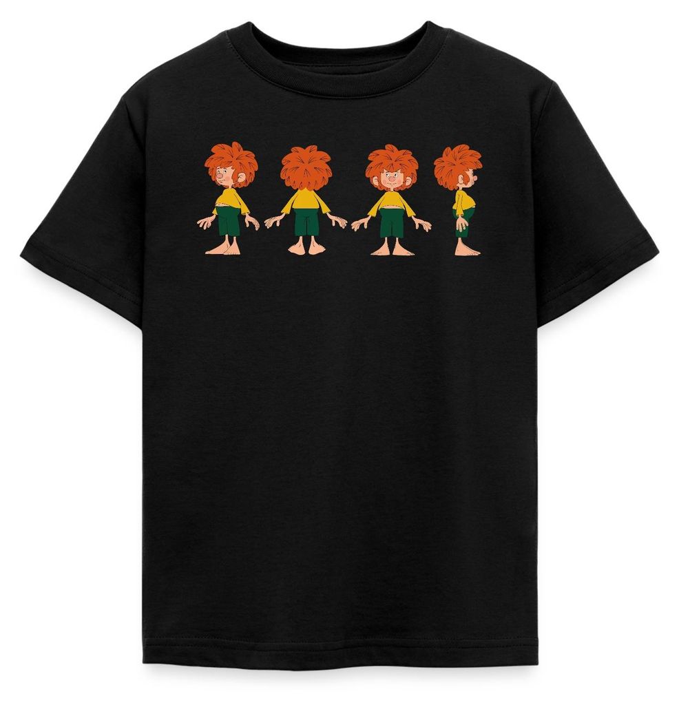 Spreadshirt Pumuckl Aus Verschiedenen Blickwinkeln Kinder T-Shirt, 98/104 (3-4 Jahre), Schwarz