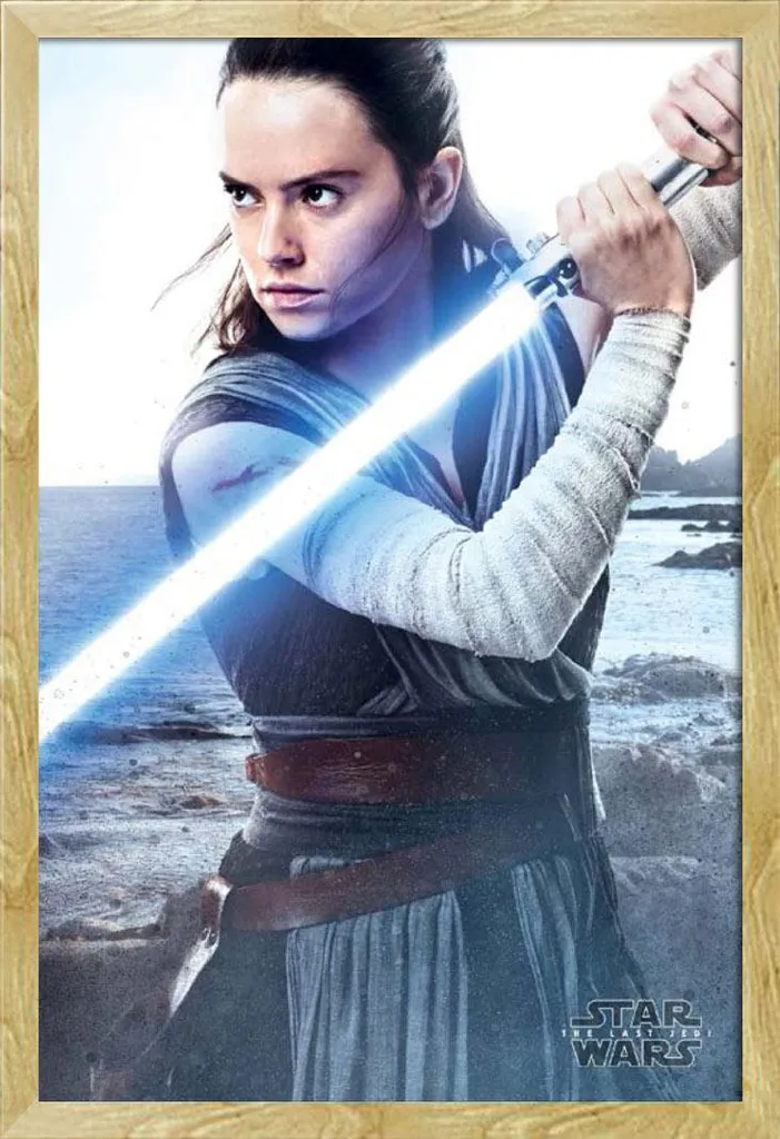 Cadre Photo Star Wars Rey et Vitre Acrylique Shinsuke MDF Hêtre Robuste