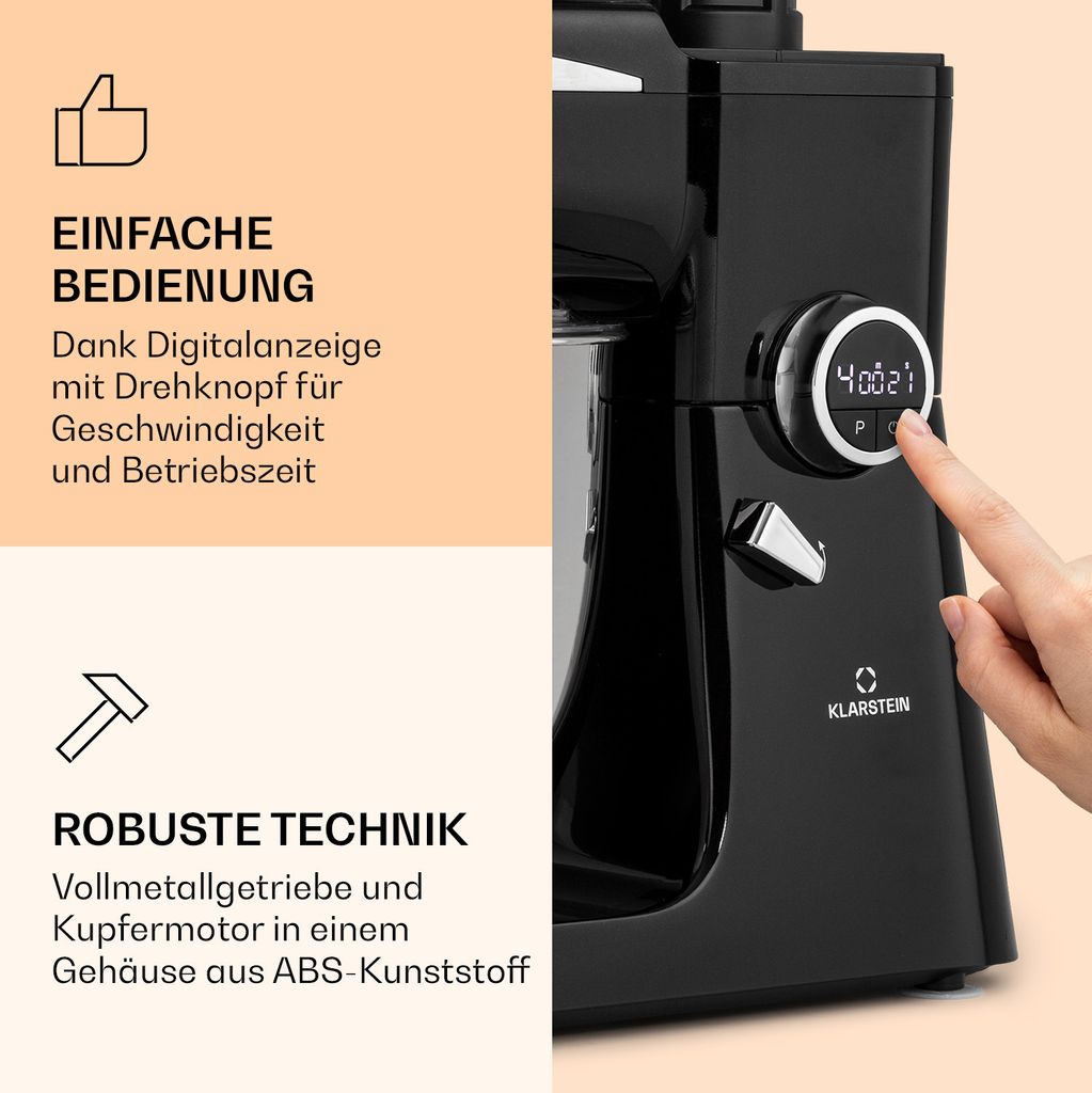 Klarstein Küchenmaschine, Universalküchenmaschinen, 3-in-1 Produktbild 3