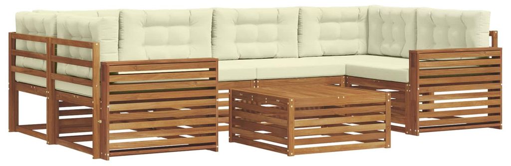 vidaXL Outdoor-Sofagarnitur mit Kissen 7 pcs Natur und Creme