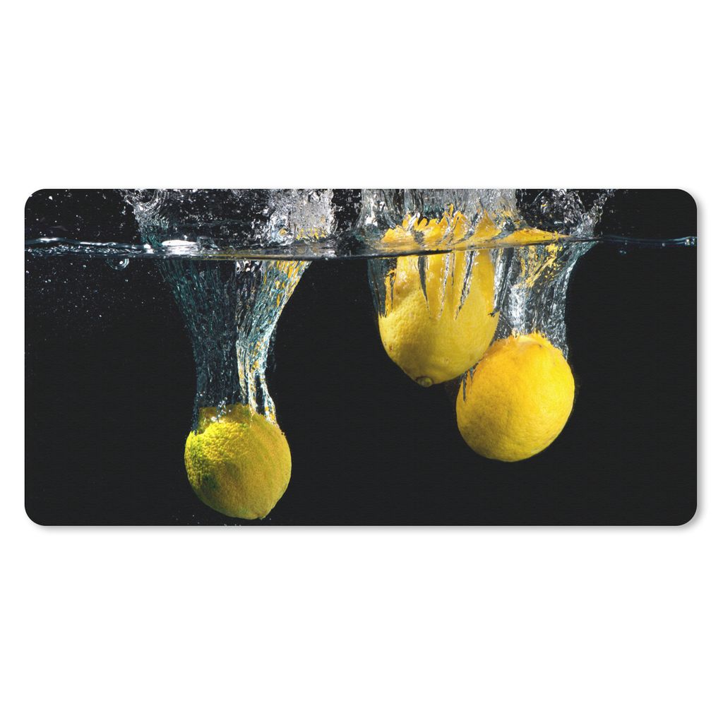 MuchoWow Mauspad Mousepad Zitrone - Frucht - Stilleben - Wasser - Gelb 60x30 cm - Mousepads - Maus Mat - Pad - Mausunterlage - Nachhaltig