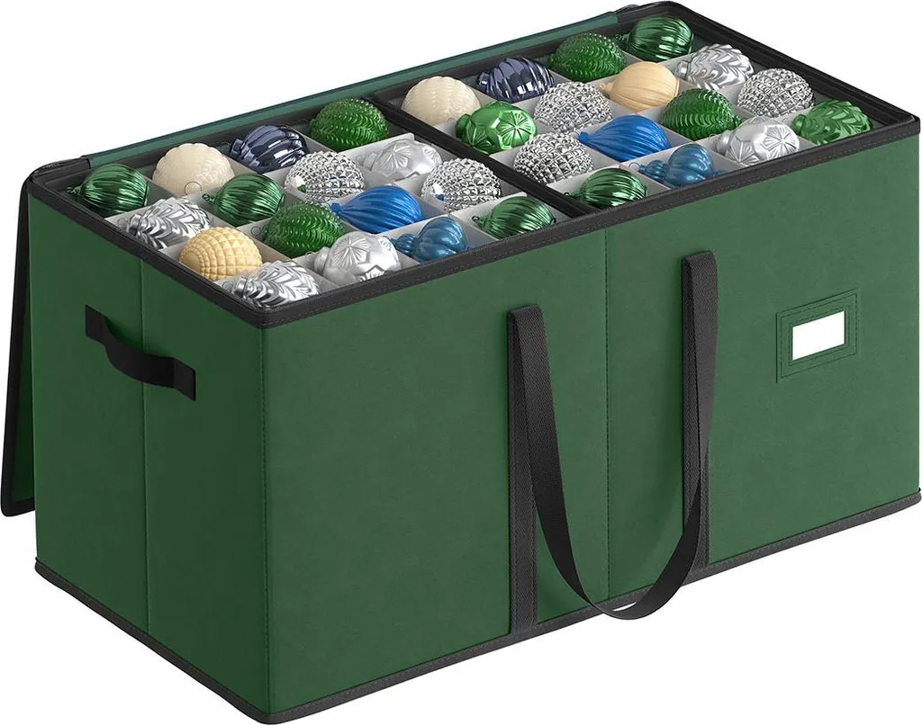 Organisateur de boules de Noël vert forêt, bac de stockage avec parois