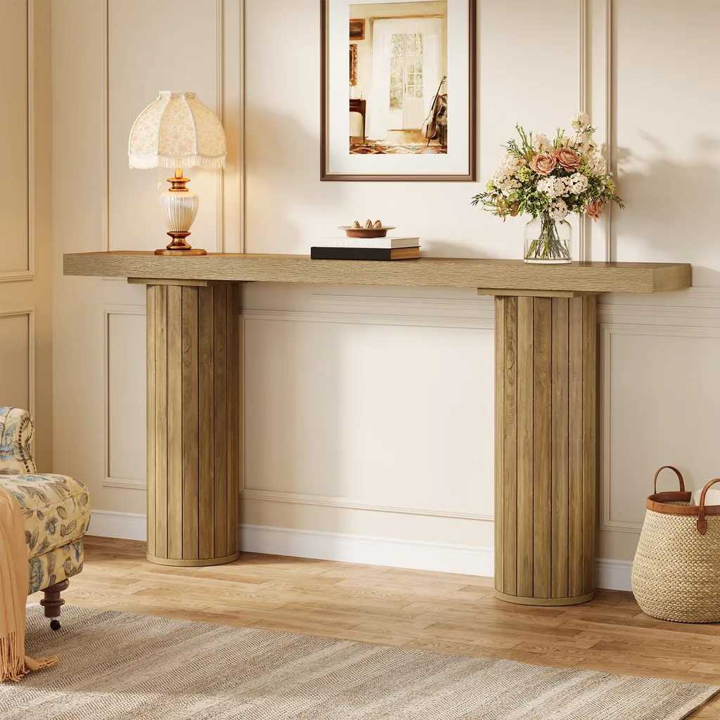 Tribesigns Table console extra longue 160 cm en bois pour canapé chic