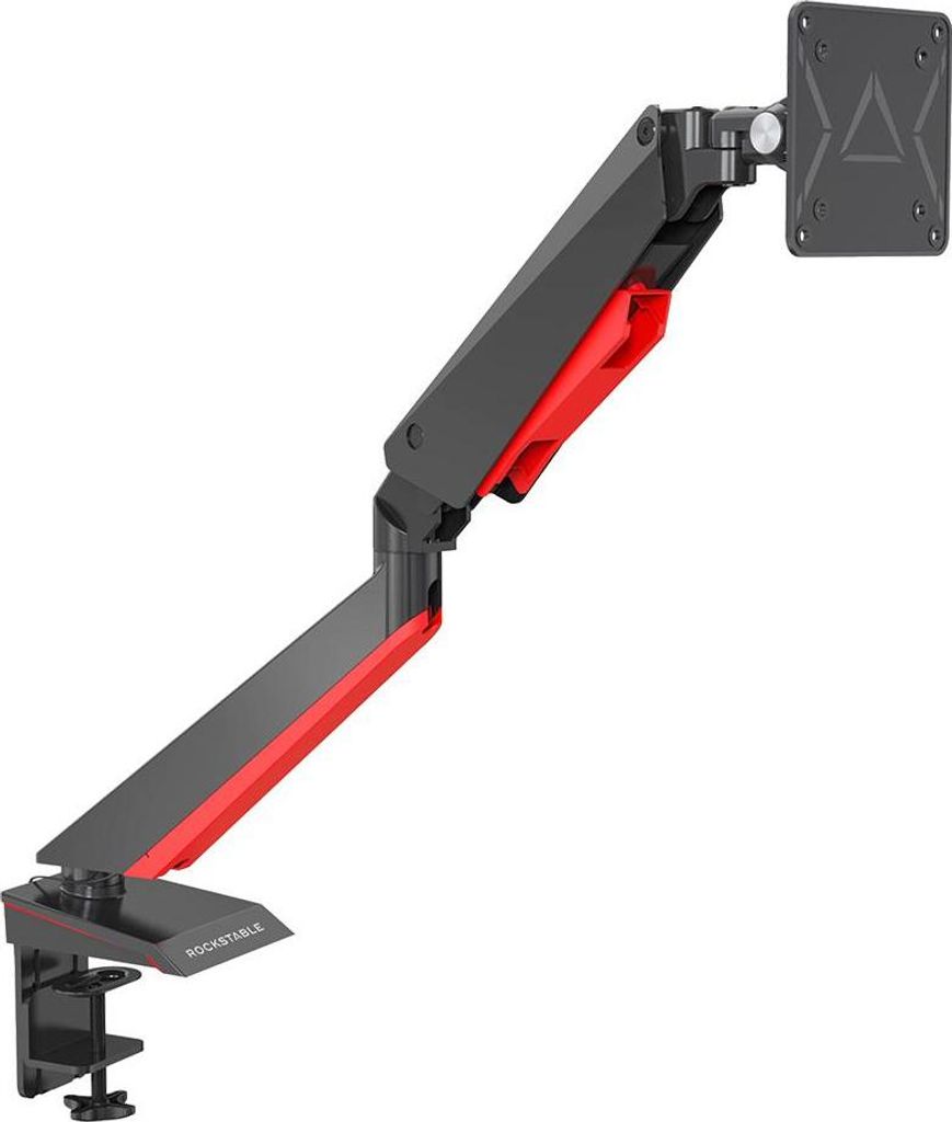 Rockstable Monitorarm, 13-32 Zoll Flat oder Curved Bildschirme, Monitorhalterung beleuchtet max. 8kg pro Monitor, VESA 75x75/100x100, Schwarz