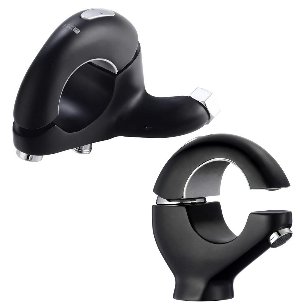 Set Waschtisch Armatur Wannenarmatur Schwarz | Bad Wasserhahn Einhebelmischer Badewanne | Wannen Armatur Mischbatterie