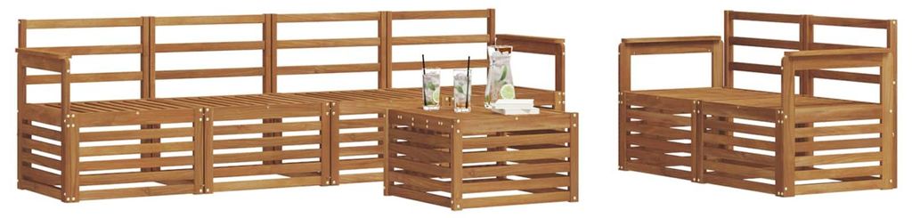Best Möbel Outdoor-Sofagarnituren Moderne - HOMMIE - Gartenlounge Set/Outdoor Sofa - 7 pcs Natur Massivholz Akazie - Gartensofas designMöbel95236