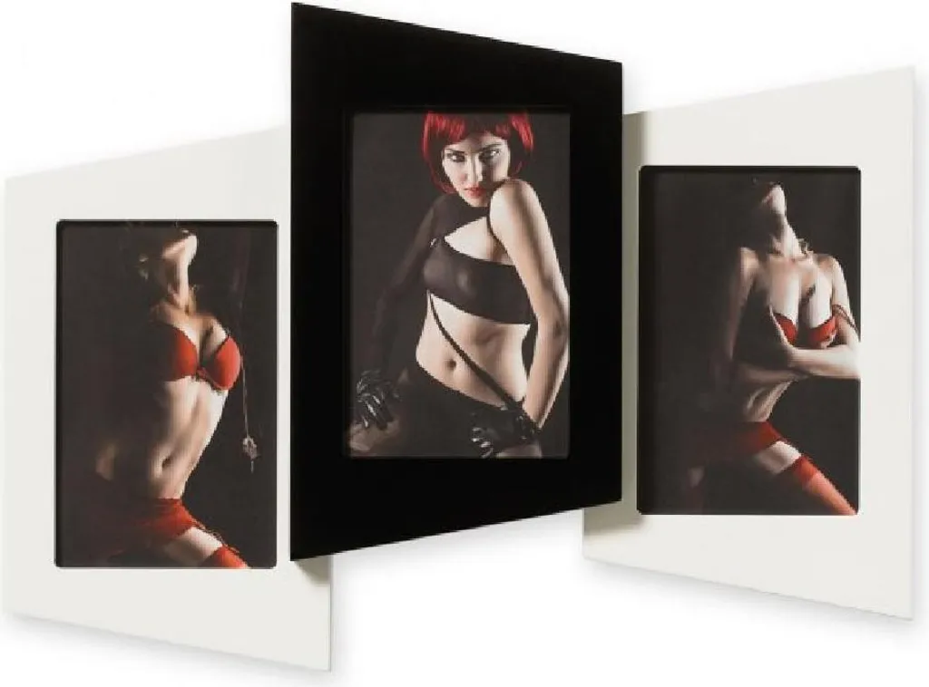 Cadre vertical pour 3 photos 10x15 cm décor cuir noir et blanc mural