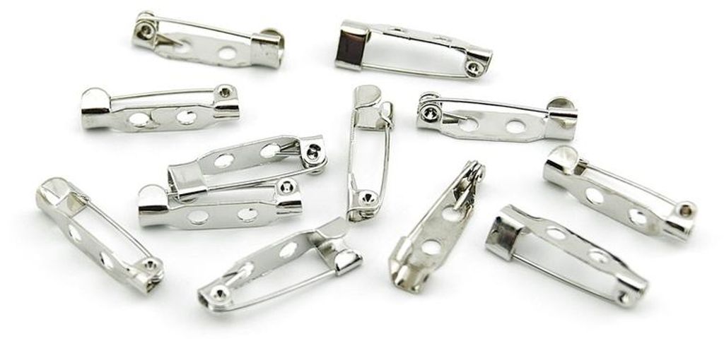 Vintageparts 10 Broschennadeln silber platiniert 20 mm Produktbild 