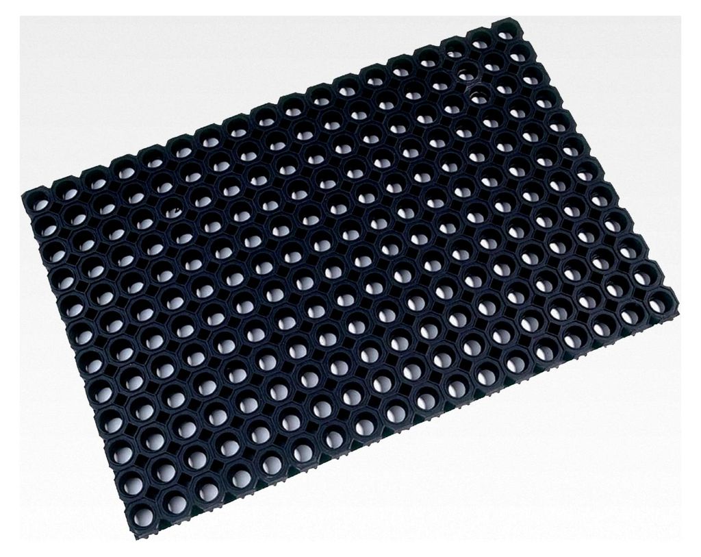 strapazierfähige Ringgummimatte, Drainagematte | 80 x 120 cm | rutschfester Rücken, robuste Schmutzfangmatte | schwarz | verschiedene Größen