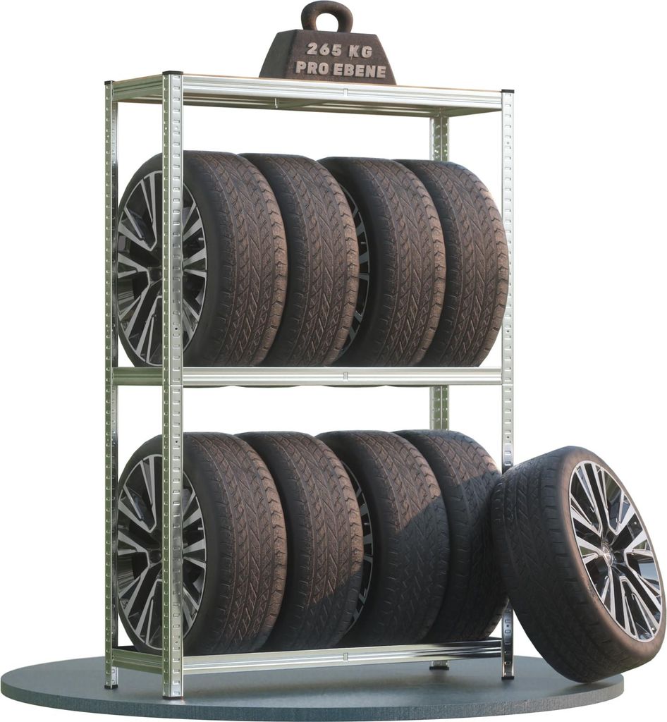 Étagère à pneus 3 niveaux max. 795kg Support pour 8 roues Image du produit 