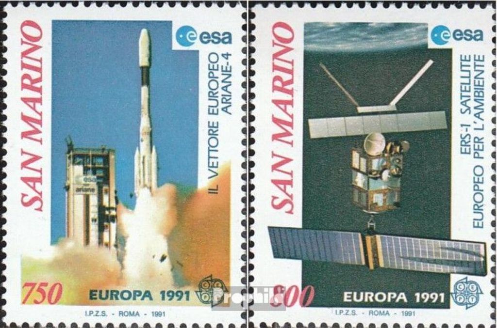 Briefmarken San Marino 1991 Mi 1465-1466 (kompl.Ausg.) gestempelt Europäische Weltraumfahrt