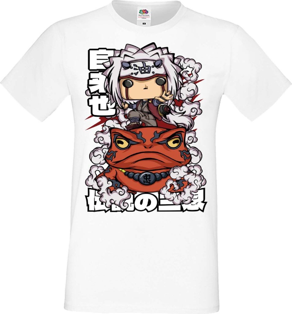 Herren T-Shirt Anime Manga Naruto Jiraya 01 Pervy Sage, Man 3XL / Weiß