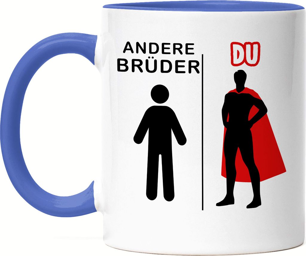 Andere Brüder Du Tasse Blau Superheld Mein Held Dankeschön Geschenkidee Lustig Humor