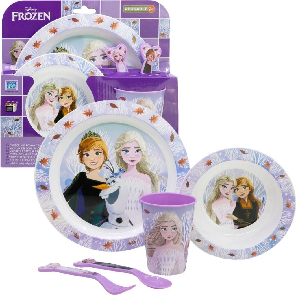 Disney Frozen Teller-Set Mikrowellengeeignet 5-teiliges Kindergeschirr