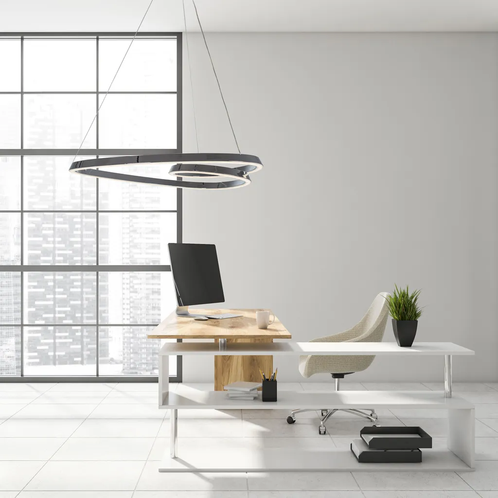 Suspension LED Loop Chrome Idéale pour Table à Manger et Cuisine Moderne
