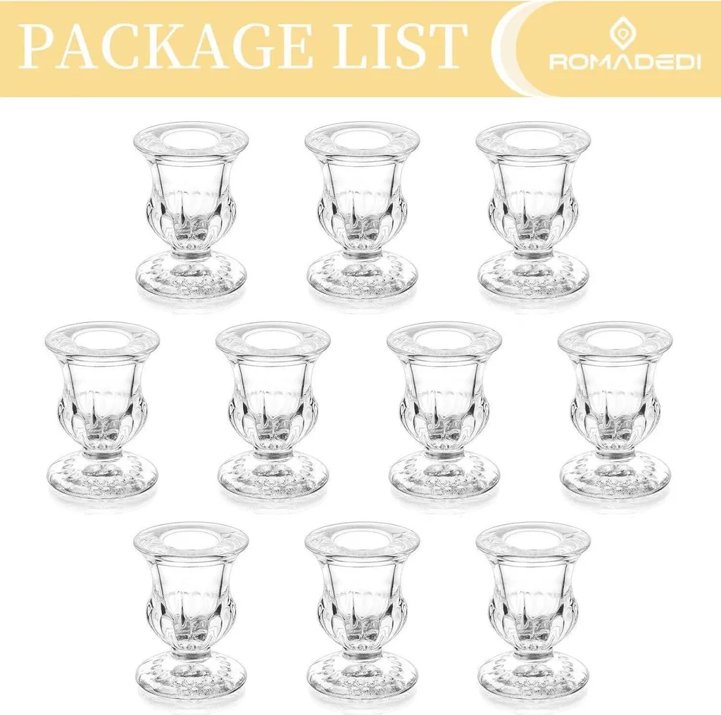 Romadedi Set 6 Portacandele In Vetro Antivento, Design Geometrico Con Interno Dorato, Per Tavolo, Soggiorno, Casa E Giardino