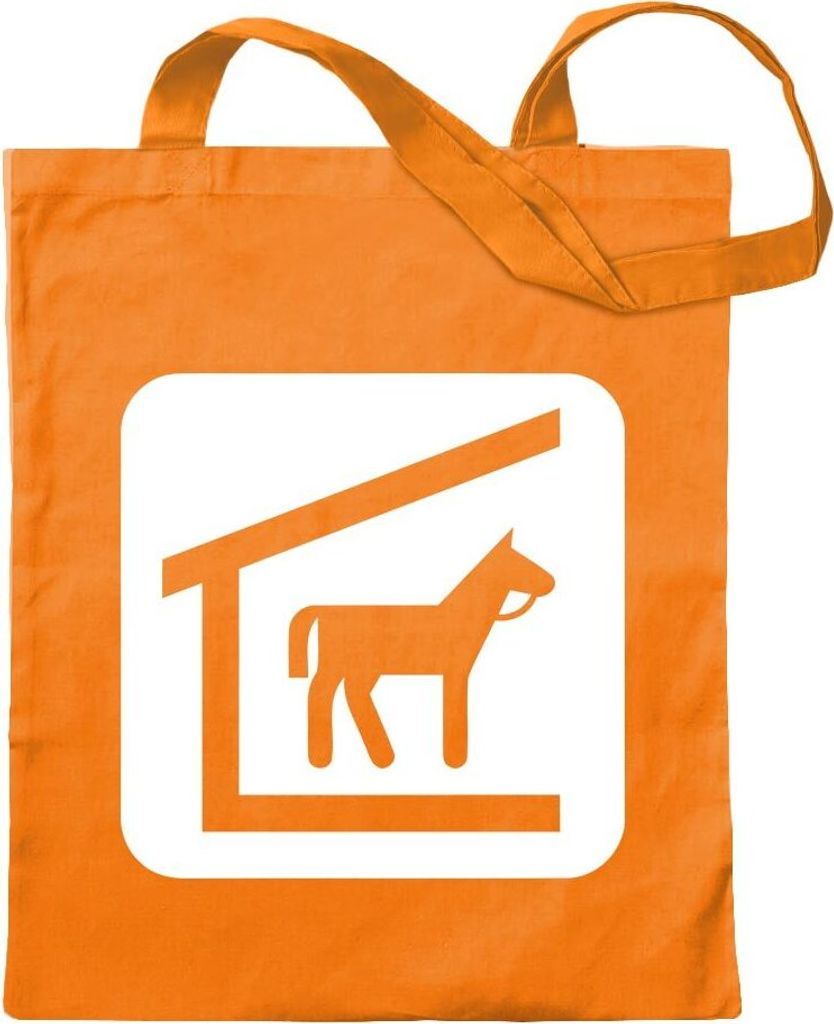 Kiwistar - Baumwolltasche - mandarin - Tierschutz Pferdestall Piktogramme - Tragetasche Stoffbeutel Umhängetasche Langer Henkel