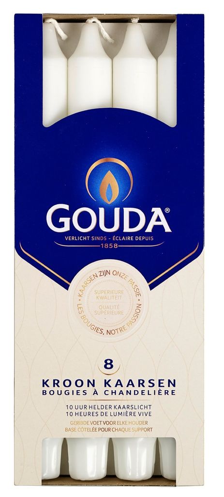 Bougies couronnes 240/24 en carton 8 blanc satiné Image du produit 