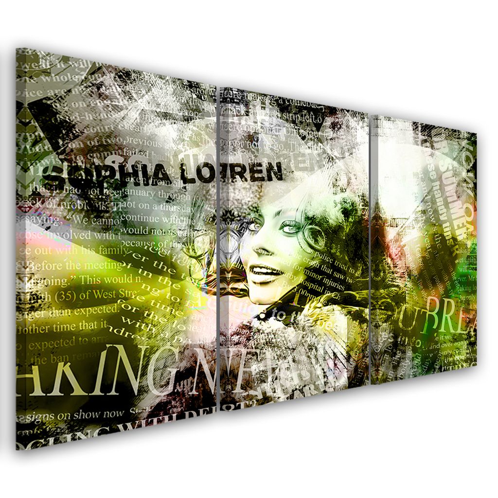 Triptychon auf leinwand grüne menschen 120x80 cm Feeby grün wandbild bereit zum aufhängen