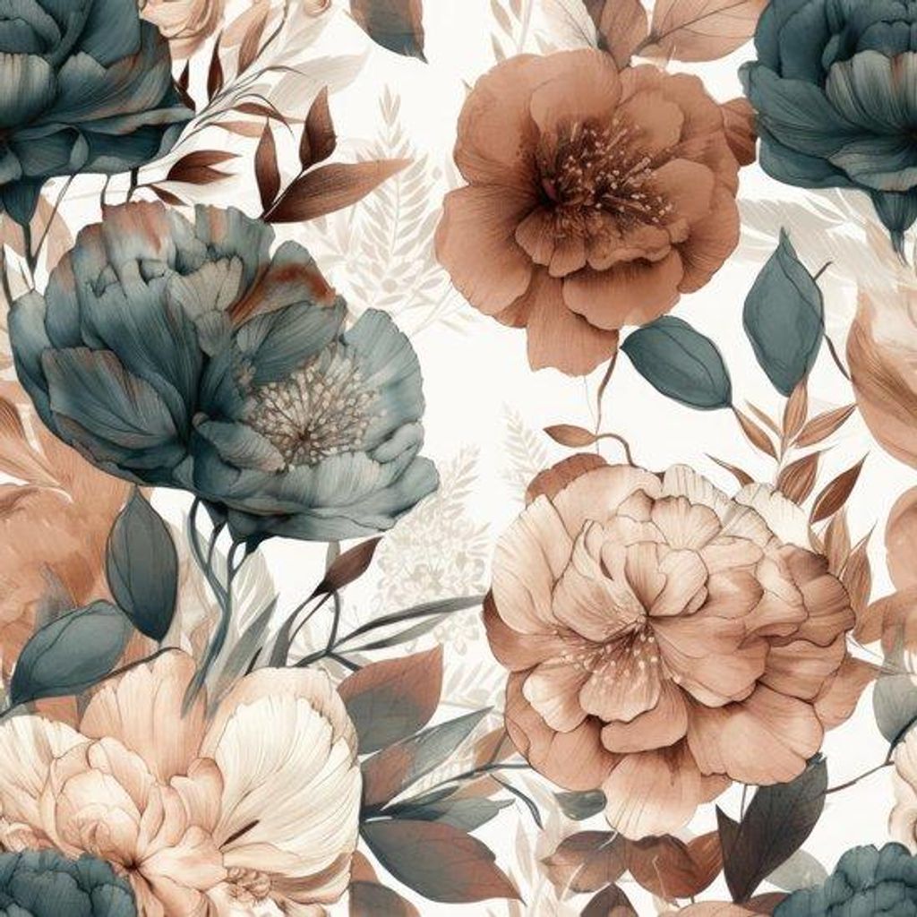 Unyqoos braune und blaue selbstklebende Tapete mit Blumenmuster für verschiedene Räume