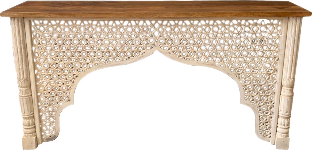 Orientalische Konsole Sideboard schmal Antik Zhora Gross 180 cm | Orient Vintage Konsolentisch orientalisch handgeschnitzt | Landhaus Anrichte aus ...