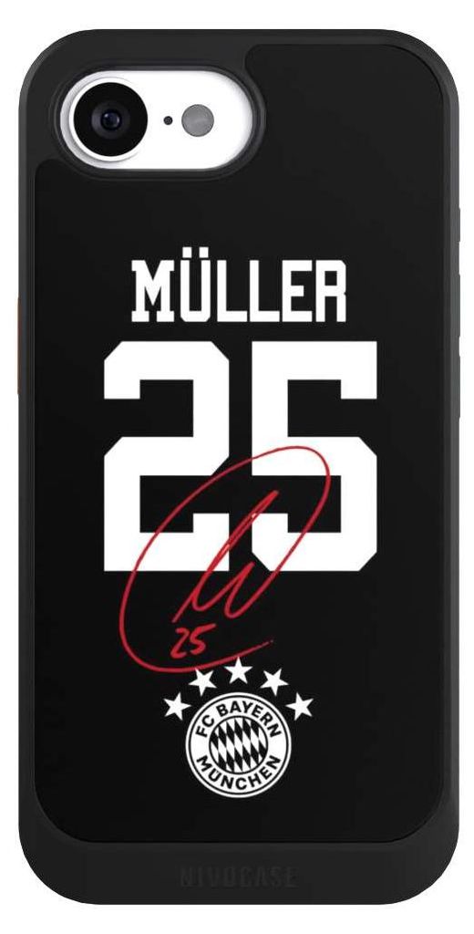 NIVOCASE Hülle für Apple iPhone 16e Handyhülle NIVOcore Case Schwarz FC Bayern München FCB Thomas Müller