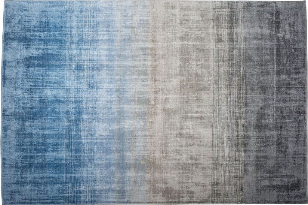 BELIANI Teppich Grau Blau Kunstseide Baumwolle 140 x 200 cm Kurzflor Handgewebt Rechteckig