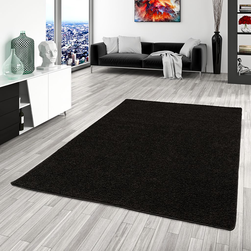 Teppich Hochflor Shaggy Prestige Schwarz, Größe:80x160 cm