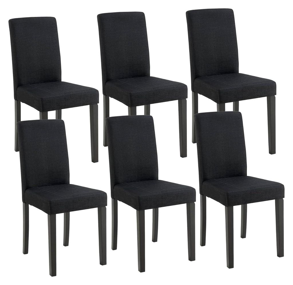 Esszimmerstühle Hamburg 6er Set Küchenstühle Textil Polsterstuhl 89 x 43 x 54 cm Holzbeine Schwarz