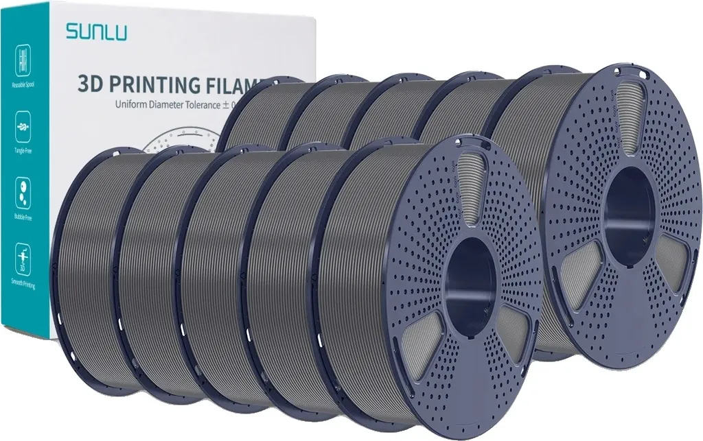 Filament PLA 3D Gris pour Maquettes et Prototypes, Lot 10kg Haute Qualité