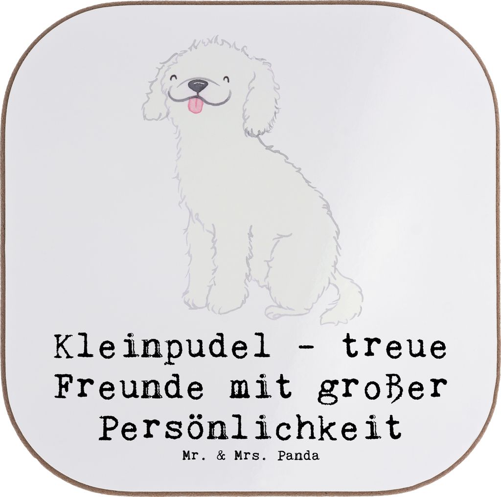 Mr. & Mrs. Panda Getränkeuntersetzer Kleinpudel Freunde - Weiß - Geschenk, Tassen Untersetzer, Hund, Hunderassen Charakter, Hundeliebhaber, liebe...