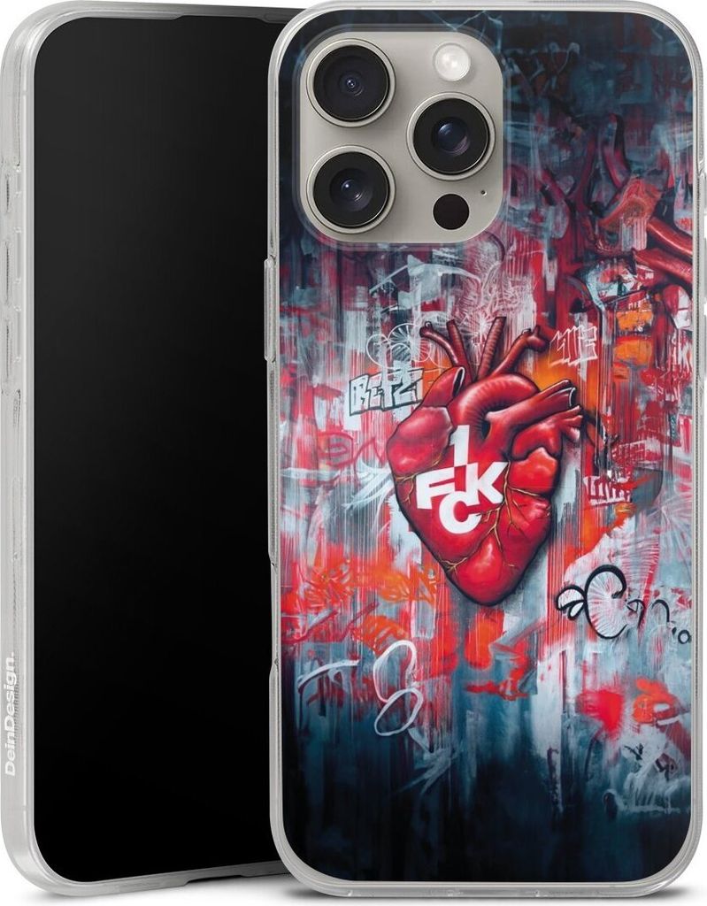 DeinDesign Handyhülle für Apple iPhone 16 Pro Max Silikon Hülle Case Smartphone Schutzhülle 1. FC Kaiserslautern 1. FCK Herz