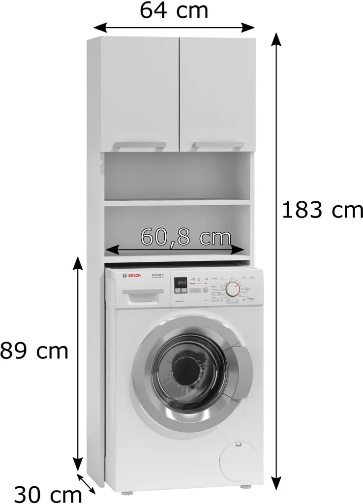 Meuble machine à laver pour petits espaces solution de rangement WC blanc - 3