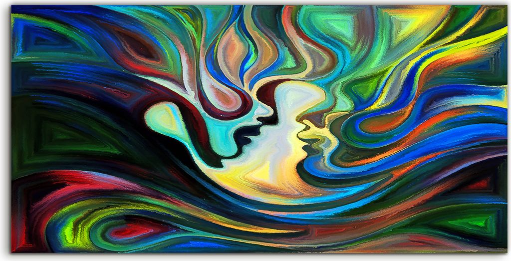 Coloray Spritzschutz aus Glas 120x60 Wandkunst Küchenrückwand bunte Abstrakte Linien Gesichter malen