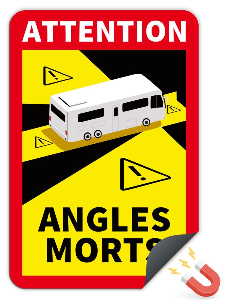 Angles Morts Magnetfolie 25x17 cm – Toter Winkel Aufkleber für Wohnmobile über 3,5 t | Frankreich RV004-03 Wohnmobil 3 Stück