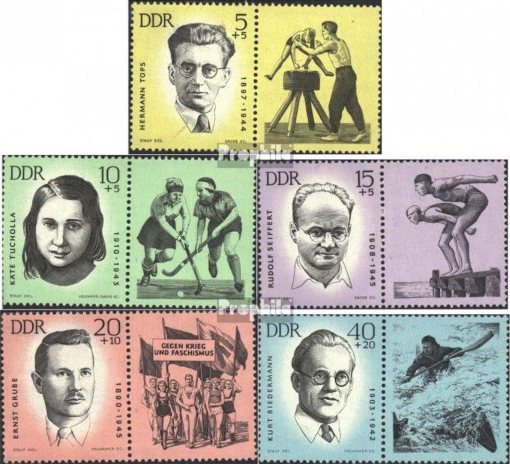 Briefmarken DDR 1963 Mi WZd98-WZd102 (kompl.Ausgabe) (983-987 mit Zierfeld) postfrisch Antifaschisten
