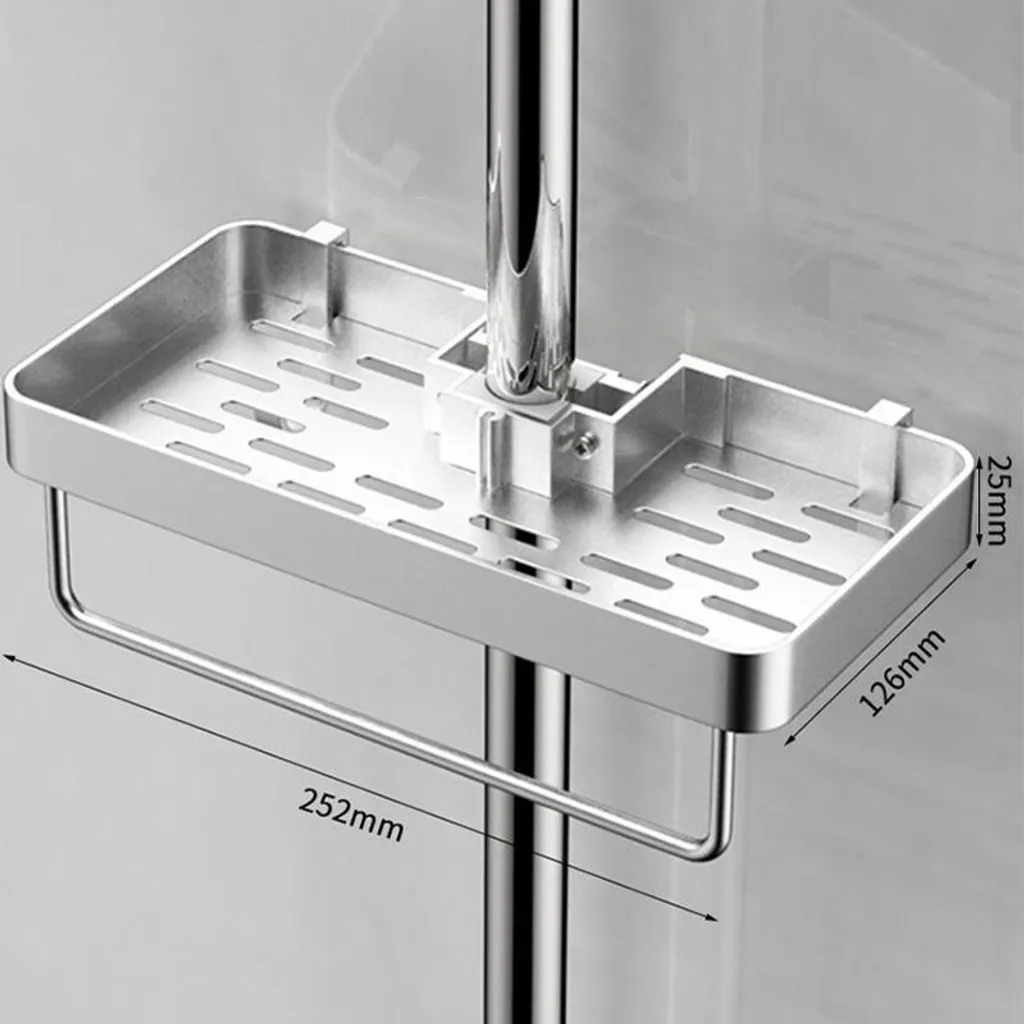 Serviteur de douche stable en aluminium gris, installation sans trou