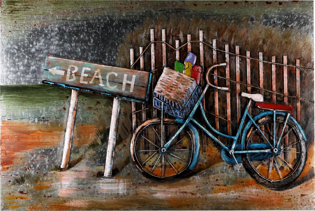 Tableau relief en métal fait main - Design Bord de Mer - 77x117x5 cm