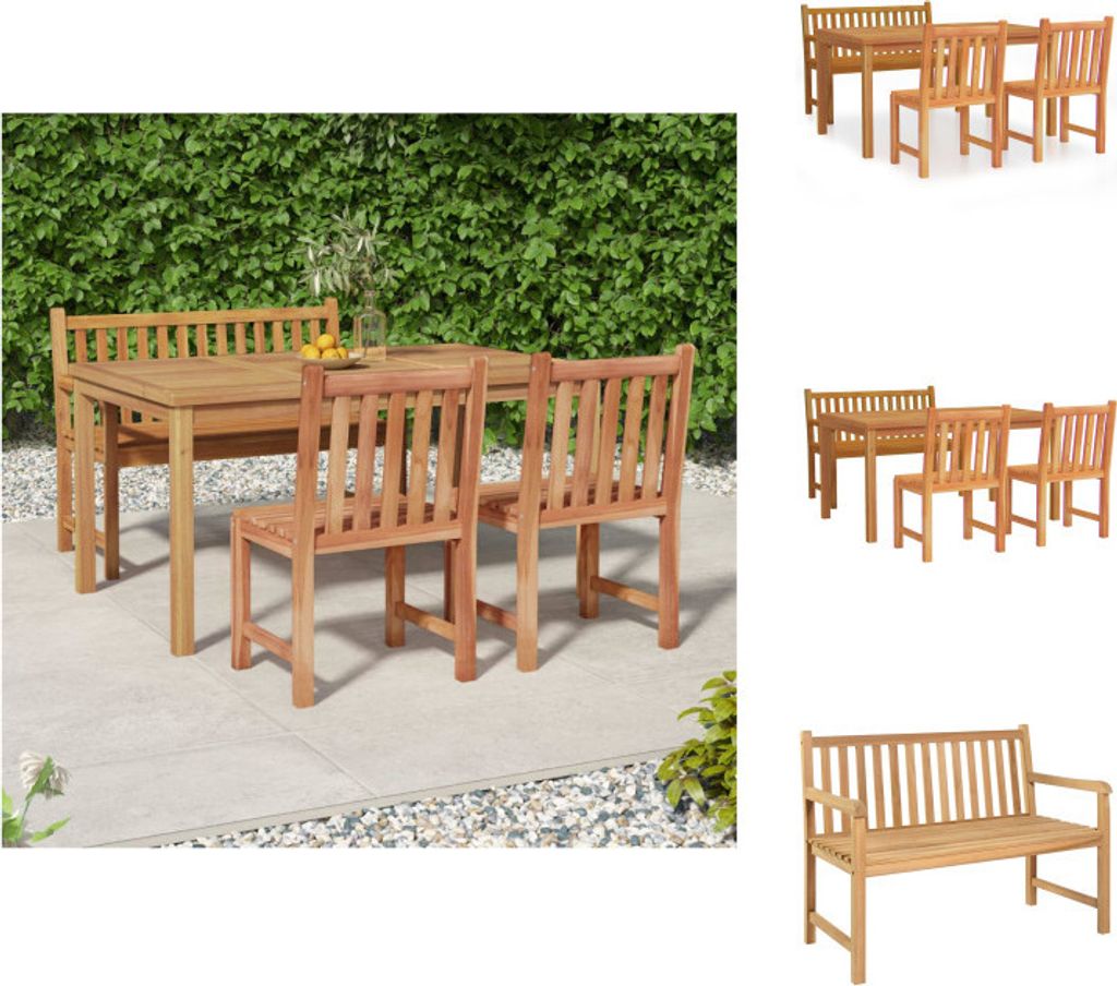 vidaXL 4-tlg. Garten-Essgruppe Massivholz Teak - Gartenmöbel-Sets