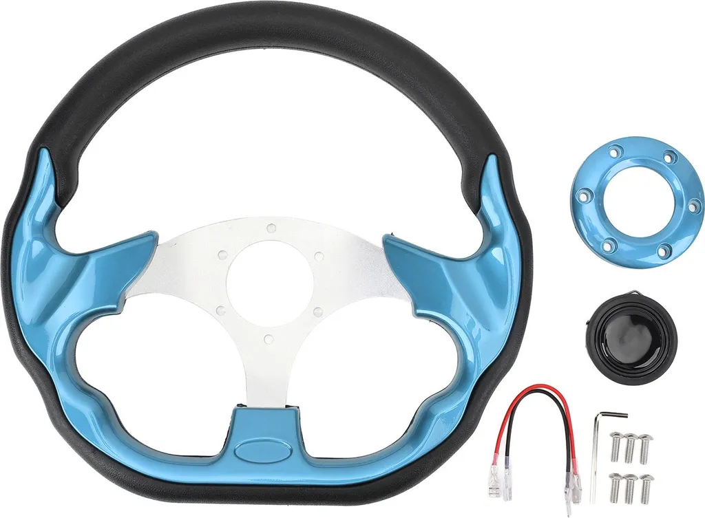 Volante Racing Universale Blu 320mm - Stile Elegante e PU Resistente - 3