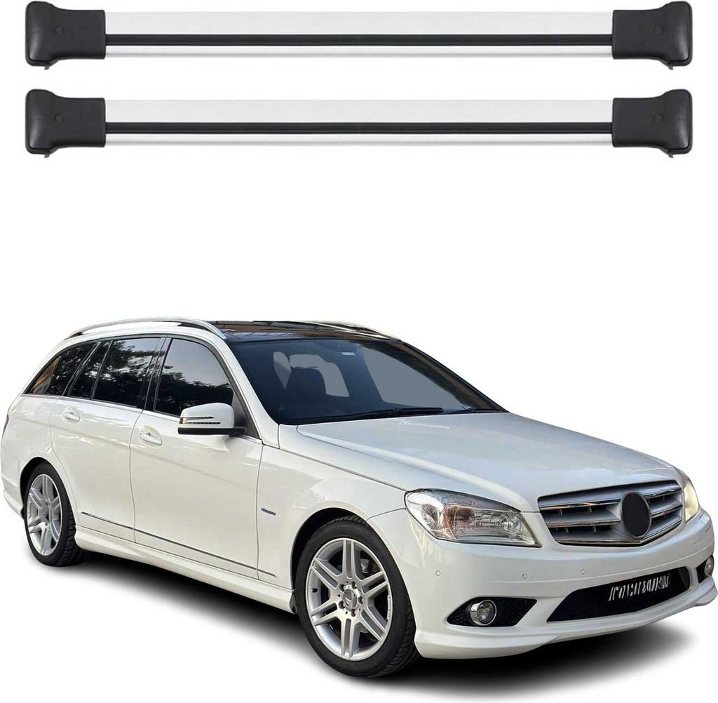 Dachträger für Mercedes C Klasse S204 T-Model 2007-2014 75kg Alu Silber 2x