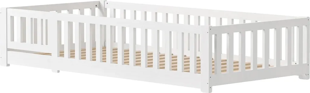 Lit enfant sécurisé 90x190 cm robuste et design épuré bois clair A2-c