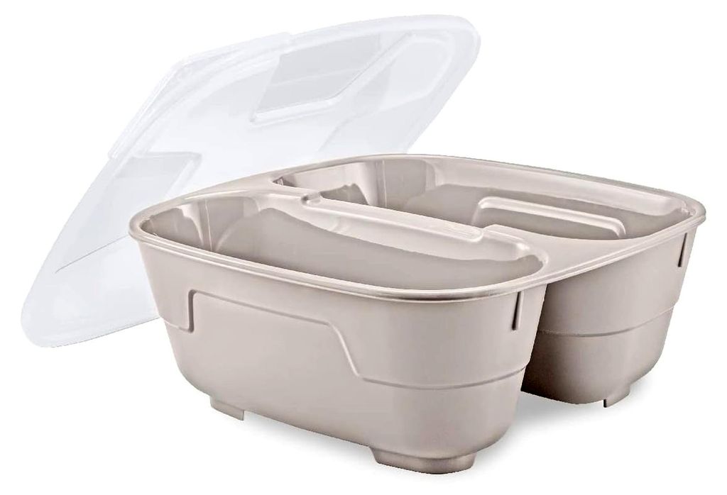 GoodBowl Twin, 5er Set, Mehrweg Essensbehälter, 1000 ml Lunchboxen, mikrowellengeeignet, sand/beige