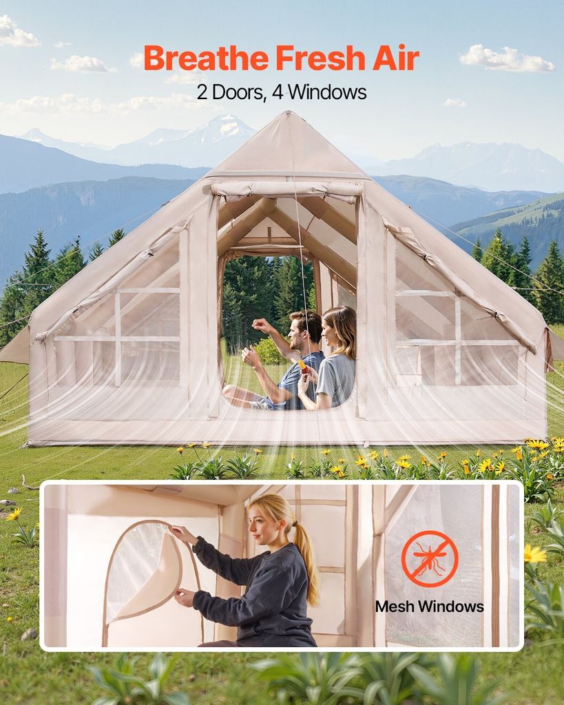 Aufblasbare Zelte fr Camping 4x3x2 m, 5-8 Personen, 300D