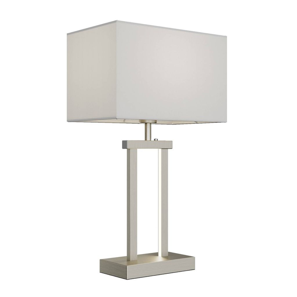 Lindby Tischleuchte Sigurd, weiß, Stoff, Höhe 54cm, E27 Produktbild 
