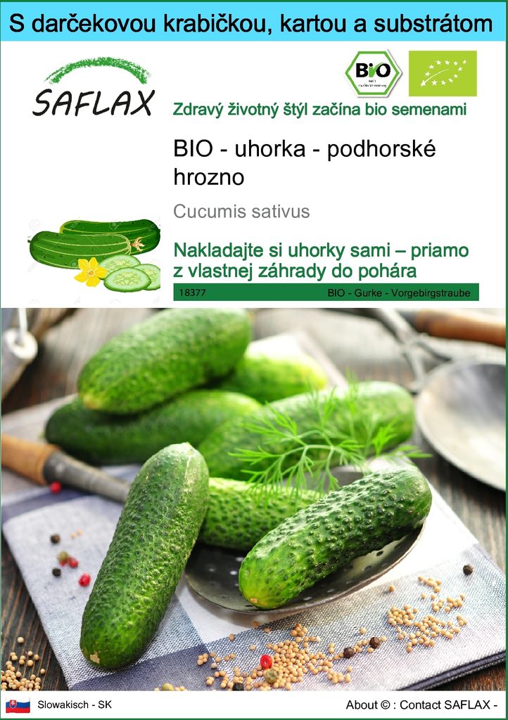 SAFLAX Darčeková sada - BIO - uhorka - podhorské hrozno - Obrázok produktu 