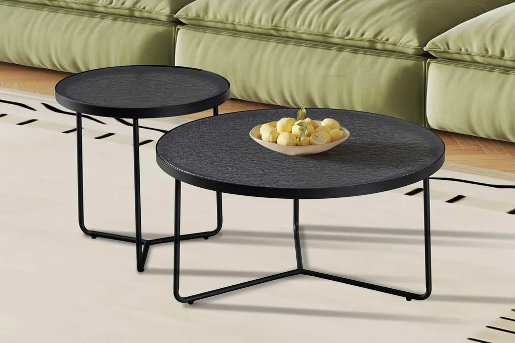 Table basse Melia design noir et verre - Set de 2 formats modulables